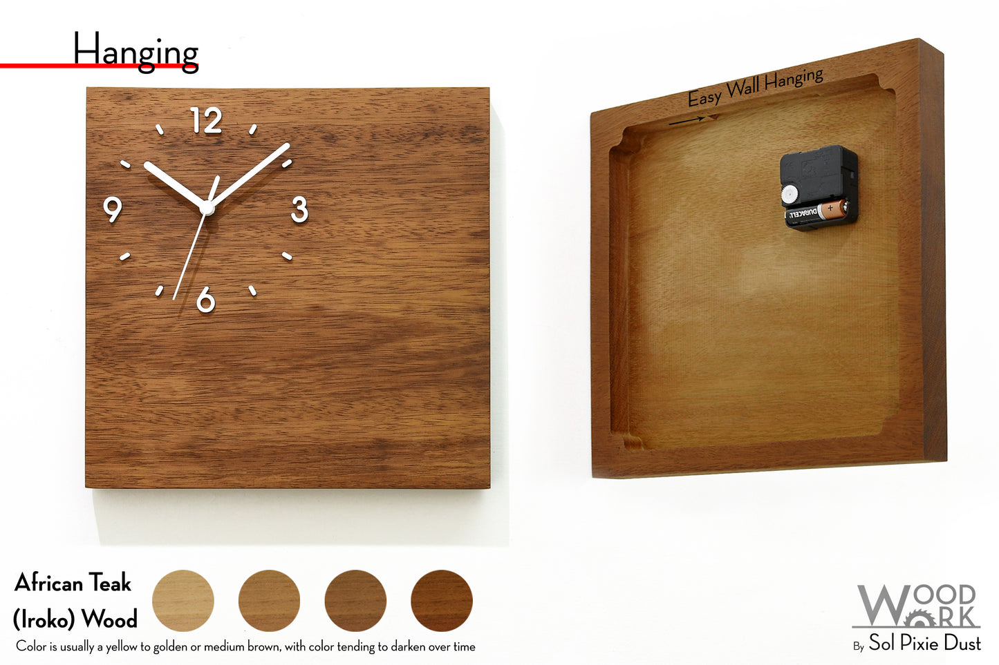 Vintage Wooden Square Clocks