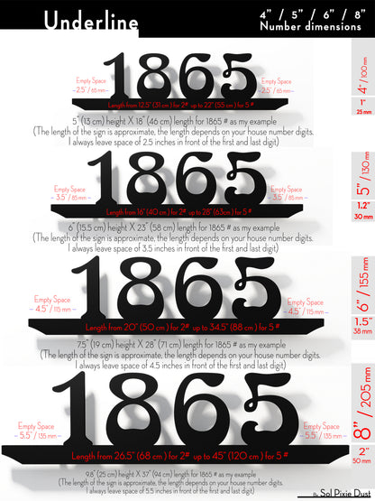 Underline House Numbers - LED Sign ( Font Options )
