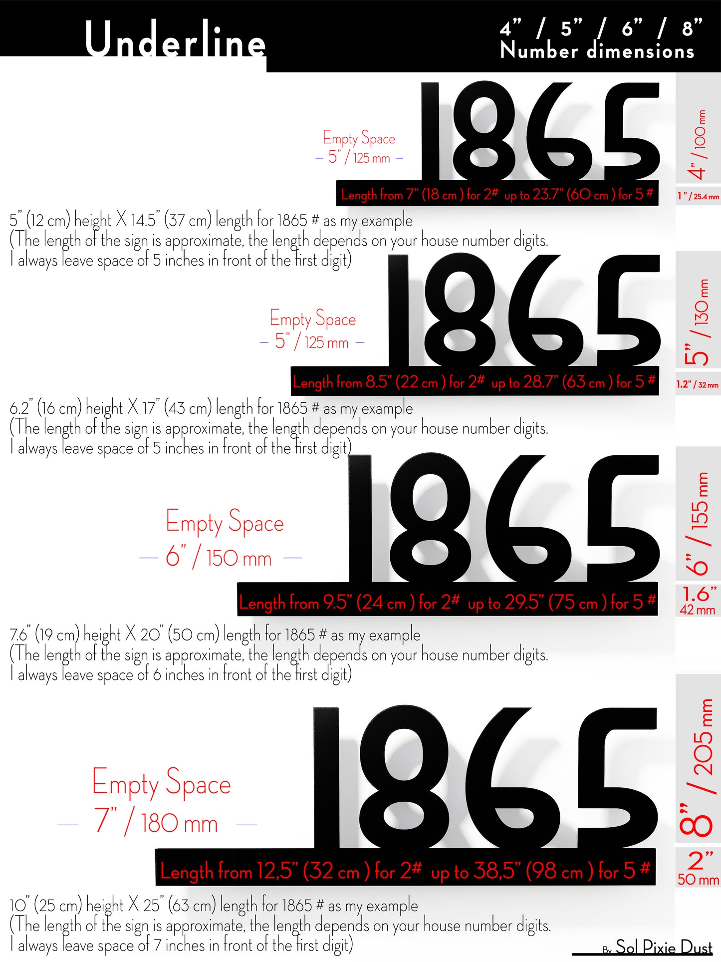 Underline House Numbers - LED Sign ( Font Options )