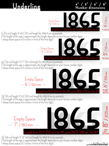 Underline House Numbers - LED Sign ( Font Options )