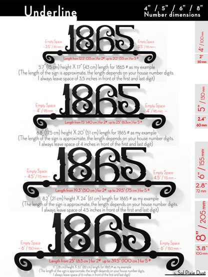Underline House Numbers - LED Sign ( Font Options )