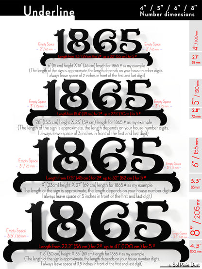 Underline House Numbers - LED Sign ( Font Options )
