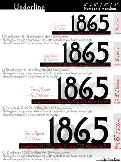 Underline House Numbers - LED Sign ( Font Options )