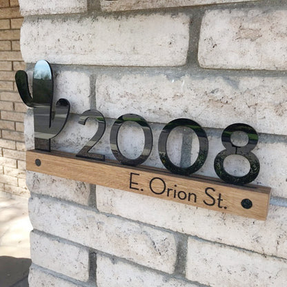 Underline African Teak Iroko or Hollow Aluminum Address Plaque - LED Signs