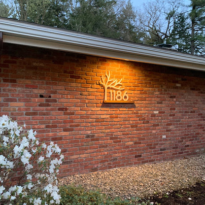 Underline African Teak Iroko or Hollow Aluminum Address Plaque - LED Signs