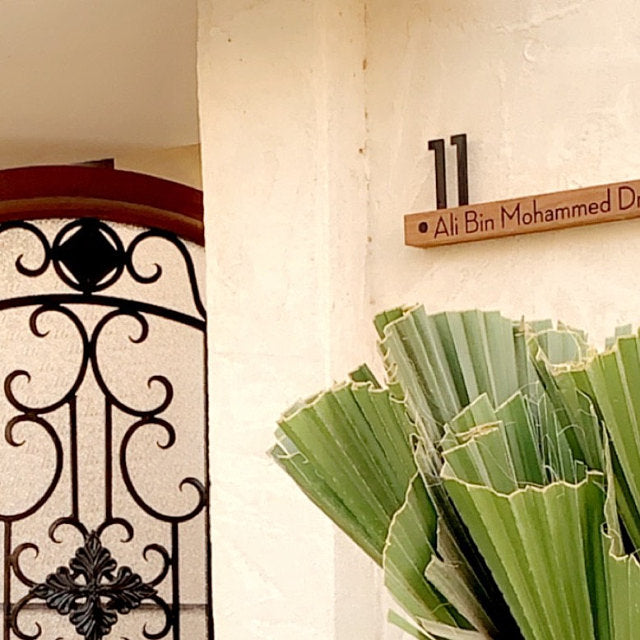 Underline African Teak Iroko or Hollow Aluminum Address Plaque - LED Signs
