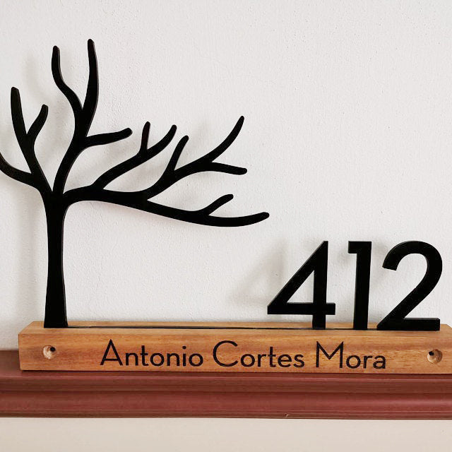 Underline African Teak Iroko or Hollow Aluminum Address Plaque - LED Signs