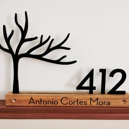 Underline African Teak Iroko or Hollow Aluminum Address Plaque - LED Signs