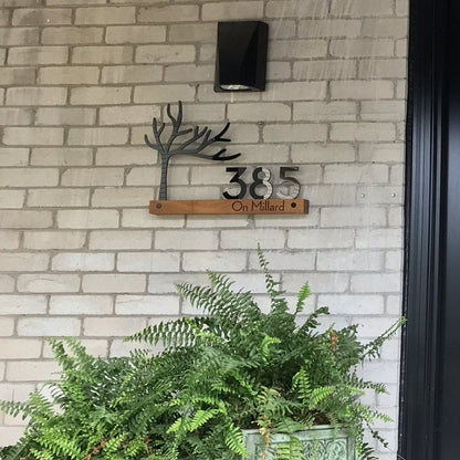 Underline African Teak Iroko or Hollow Aluminum Address Plaque - LED Signs