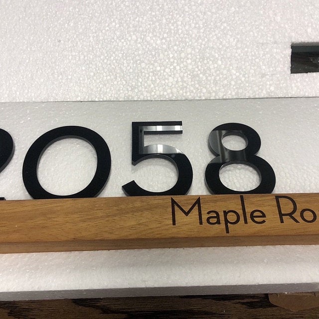 Underline African Teak Iroko or Hollow Aluminum Address Plaque - LED Signs