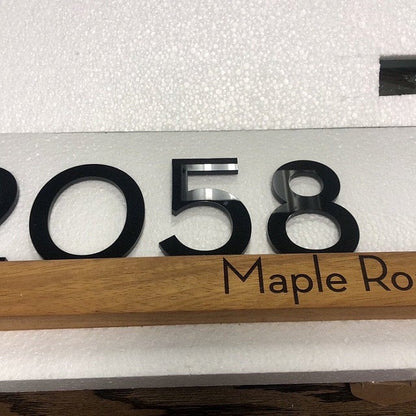 Underline African Teak Iroko or Hollow Aluminum Address Plaque - LED Signs