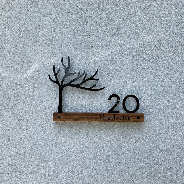 Underline African Teak Iroko or Hollow Aluminum Address Plaque - LED Signs