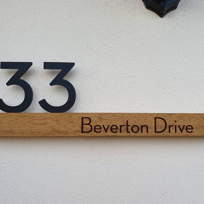 Underline African Teak Iroko or Hollow Aluminum Address Plaque - LED Signs