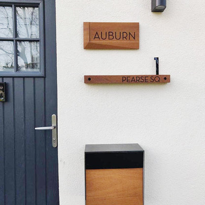 Underline African Teak Iroko or Hollow Aluminum Address Plaque - LED Signs