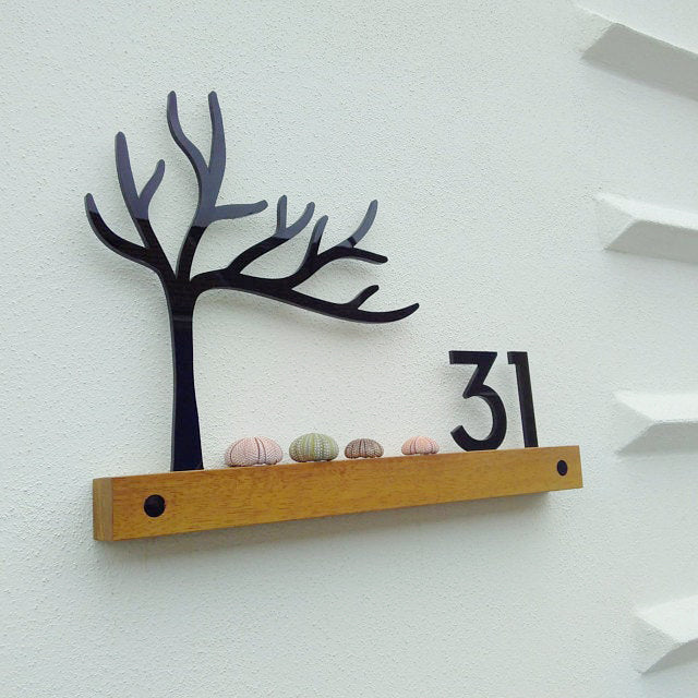 Underline African Teak Iroko or Hollow Aluminum Address Plaque - LED Signs