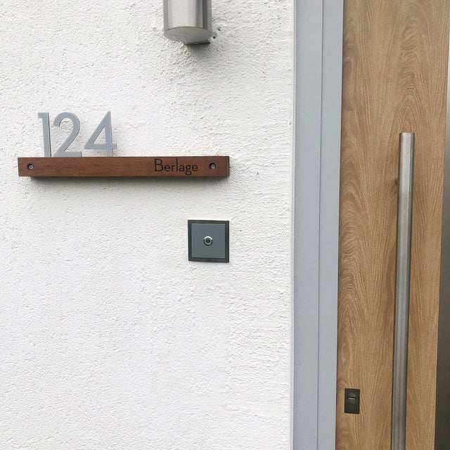 Underline African Teak Iroko or Hollow Aluminum Address Plaque - LED Signs