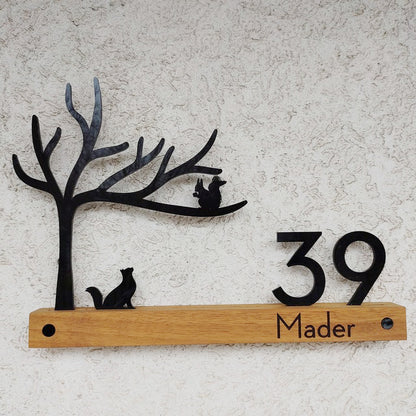 Underline African Teak Iroko or Hollow Aluminum Address Plaque - LED Signs