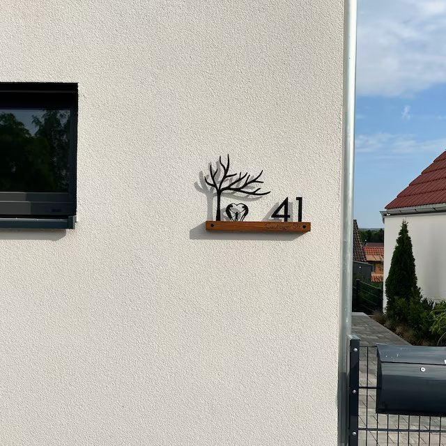 Underline African Teak Iroko or Hollow Aluminum Address Plaque - LED Signs