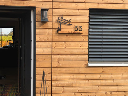 Underline African Teak Iroko or Hollow Aluminum Address Plaque - LED Signs
