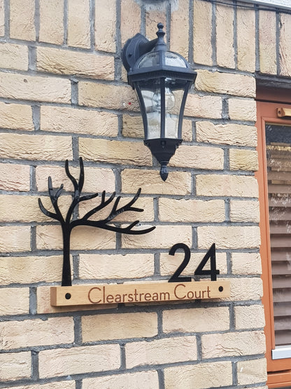 Underline African Teak Iroko or Hollow Aluminum Address Plaque - LED Signs