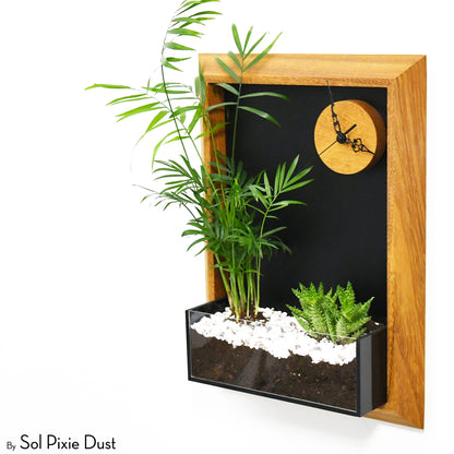 The "Living Frame" - Iroko Wood Planter & Wall Clock