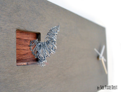 Concrete Wall Clocks Designs - Wire Bird