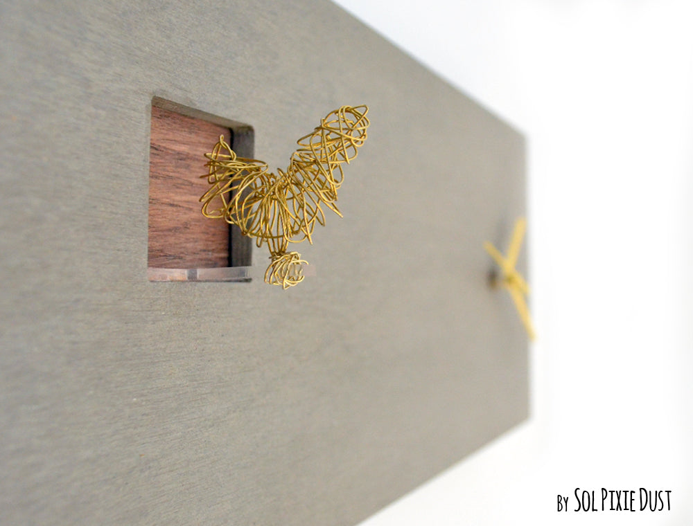 Concrete Wall Clocks Designs - Wire Bird