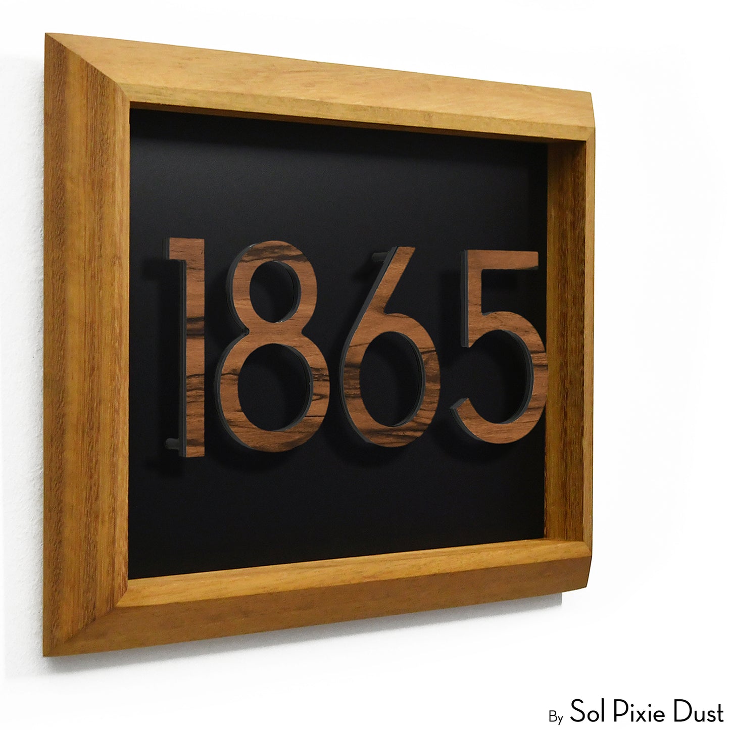 Aluminum & Solid Wood Iroko Frame Address Plaque With Aluminum Numbers