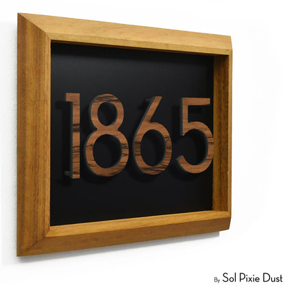 Aluminum & Solid Wood Iroko Frame Address Plaque With Aluminum Numbers