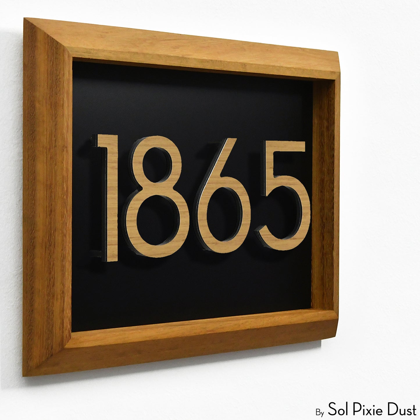 Aluminum & Solid Wood Iroko Frame Address Plaque With Aluminum Numbers