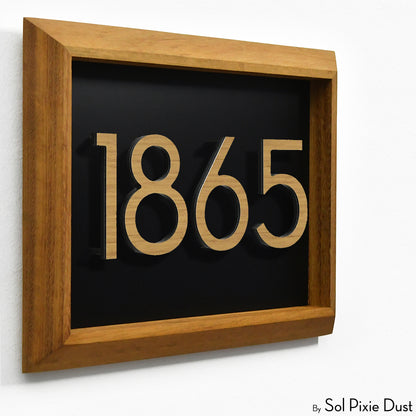 Aluminum & Solid Wood Iroko Frame Address Plaque With Aluminum Numbers