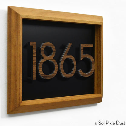 Aluminum & Solid Wood Iroko Frame Address Plaque With Aluminum Numbers