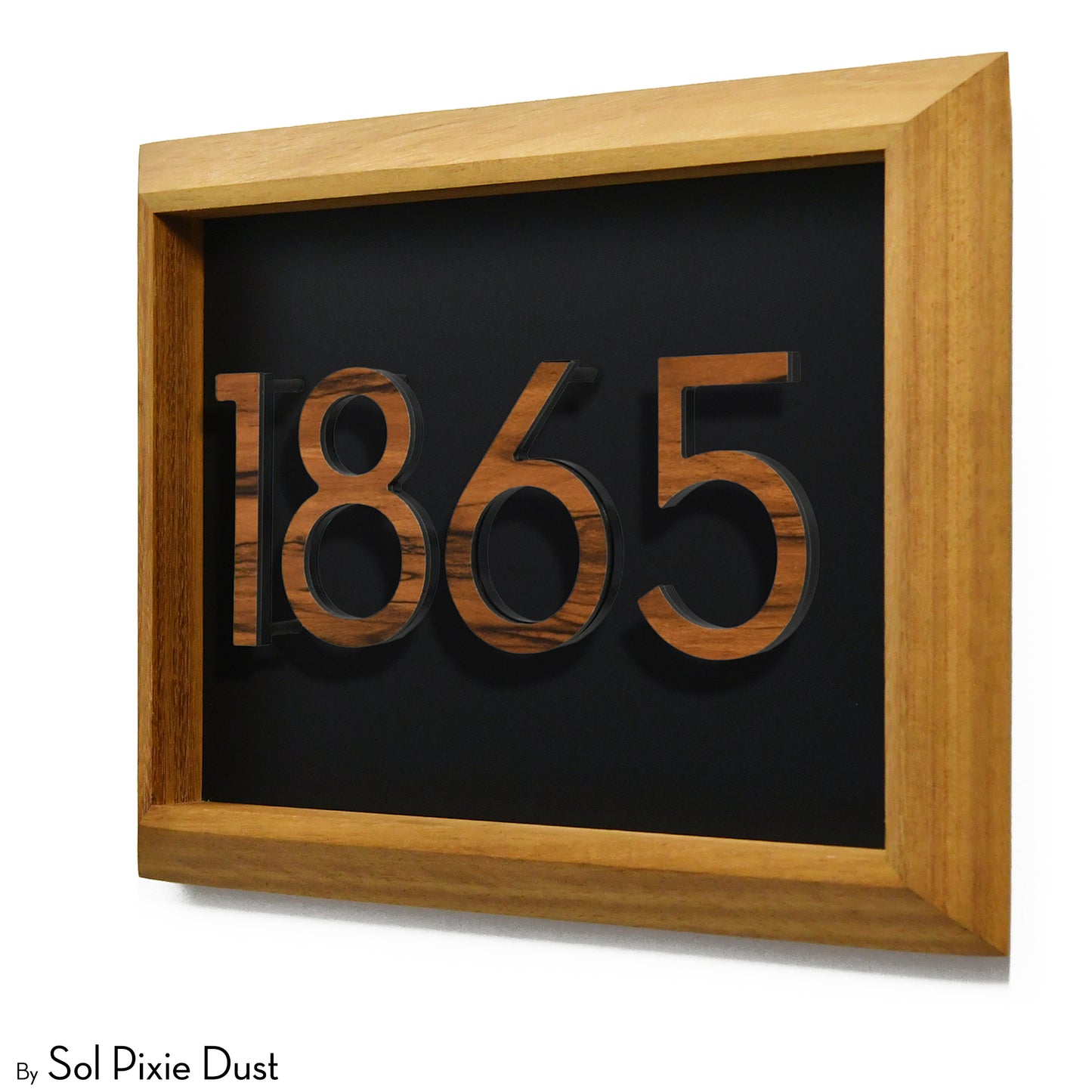 Aluminum & Solid Wood Iroko Frame Address Plaque With Aluminum Numbers