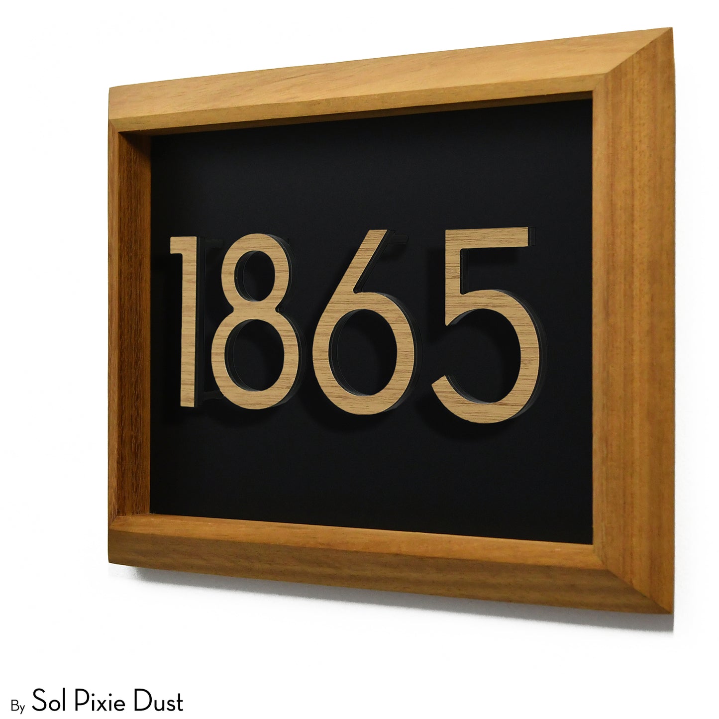 Aluminum & Solid Wood Iroko Frame Address Plaque With Aluminum Numbers