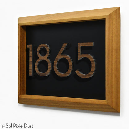 Aluminum & Solid Wood Iroko Frame Address Plaque With Aluminum Numbers