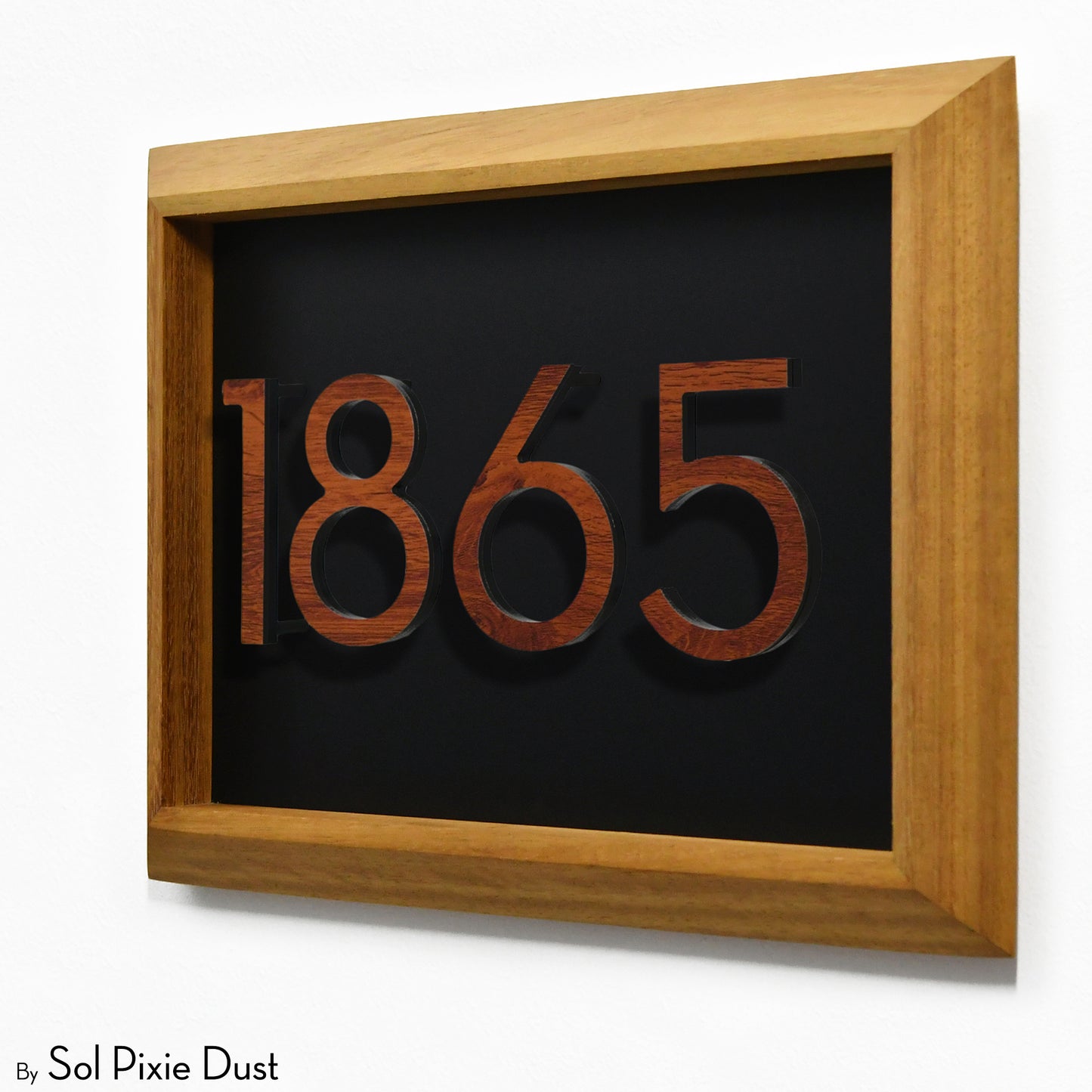 Aluminum & Solid Wood Iroko Frame Address Plaque With Aluminum Numbers