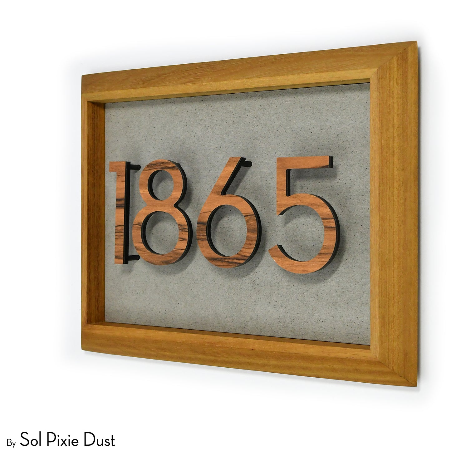 Aluminum & Solid Wood Iroko Frame Address Plaque With Aluminum Numbers