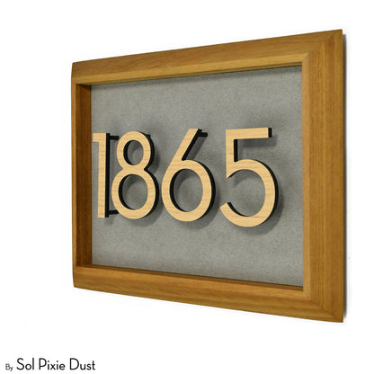 Aluminum & Solid Wood Iroko Frame Address Plaque With Aluminum Numbers