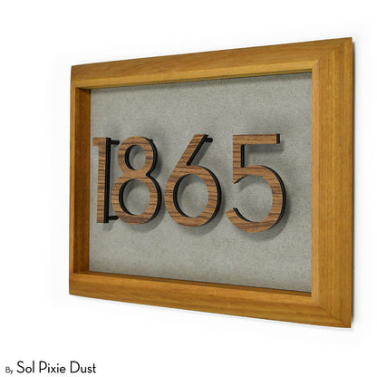 Aluminum & Solid Wood Iroko Frame Address Plaque With Aluminum Numbers