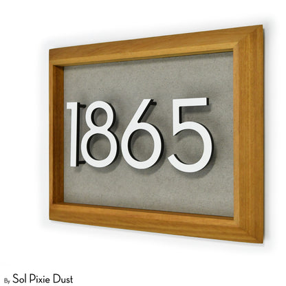 Aluminum & Solid Wood Iroko Frame Address Plaque With Aluminum Numbers