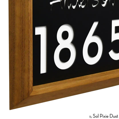 Aluminum & Solid Wood Iroko Frame Address Plaque With Aluminum Numbers