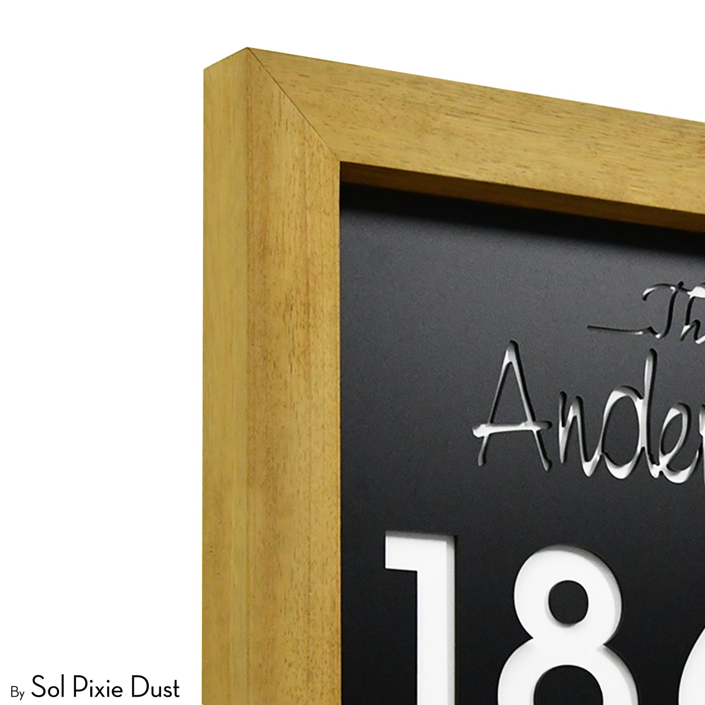Aluminum & Solid Wood Iroko Frame Address Plaque With Aluminum Numbers