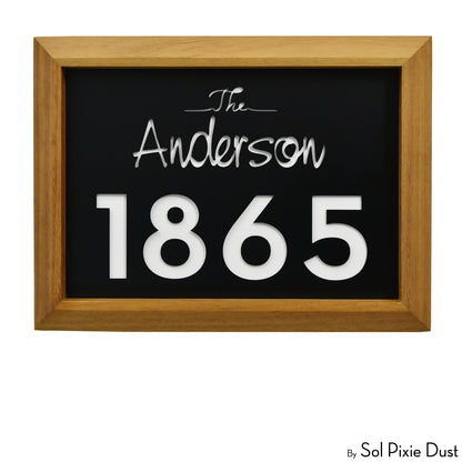 Aluminum & Solid Wood Iroko Frame Address Plaque With Aluminum Numbers