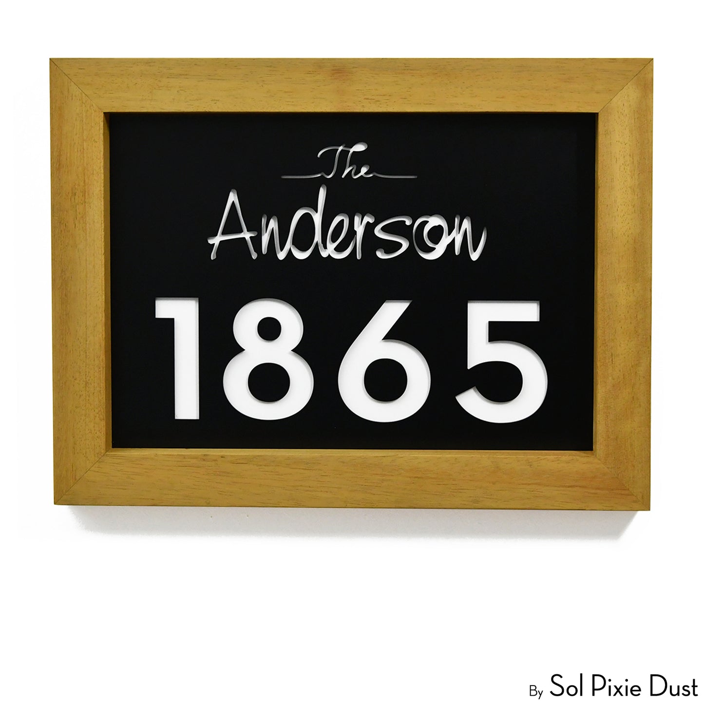 Aluminum & Solid Wood Iroko Frame Address Plaque With Aluminum Numbers