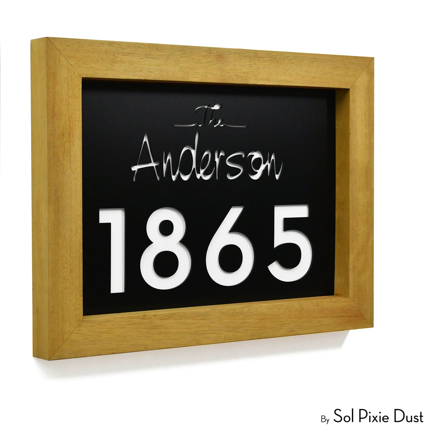 Aluminum & Solid Wood Iroko Frame Address Plaque With Aluminum Numbers