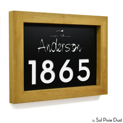 Aluminum & Solid Wood Iroko Frame Address Plaque With Aluminum Numbers