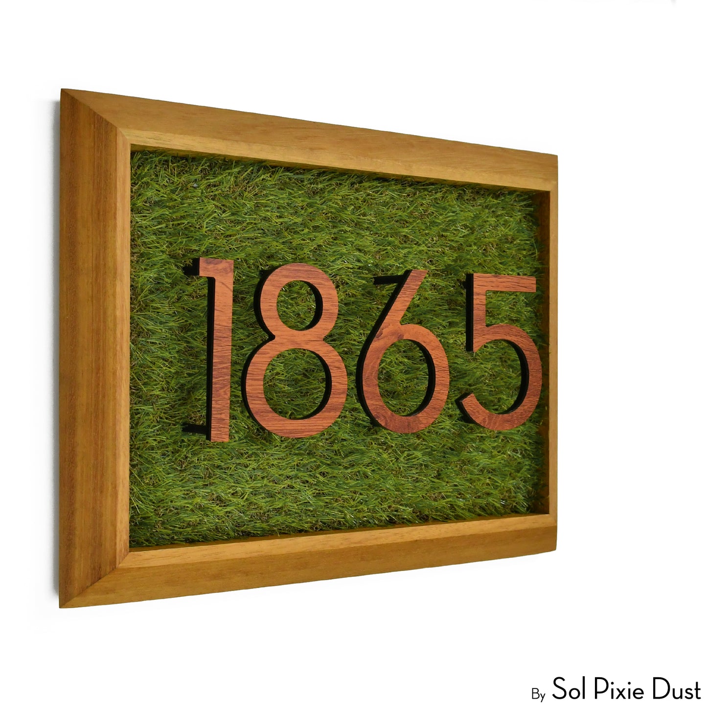 Aluminum & Solid Wood Iroko Frame Address Plaque With Aluminum Numbers