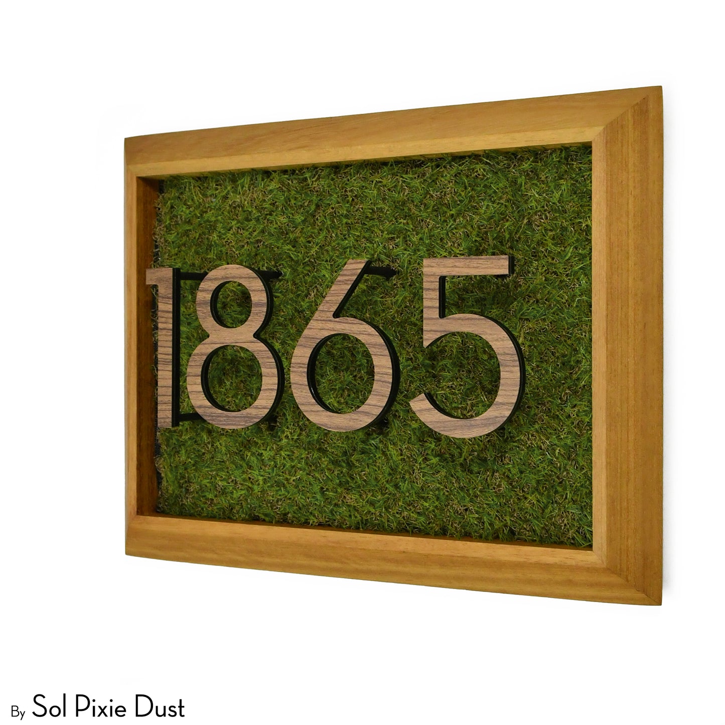 Aluminum & Solid Wood Iroko Frame Address Plaque With Aluminum Numbers