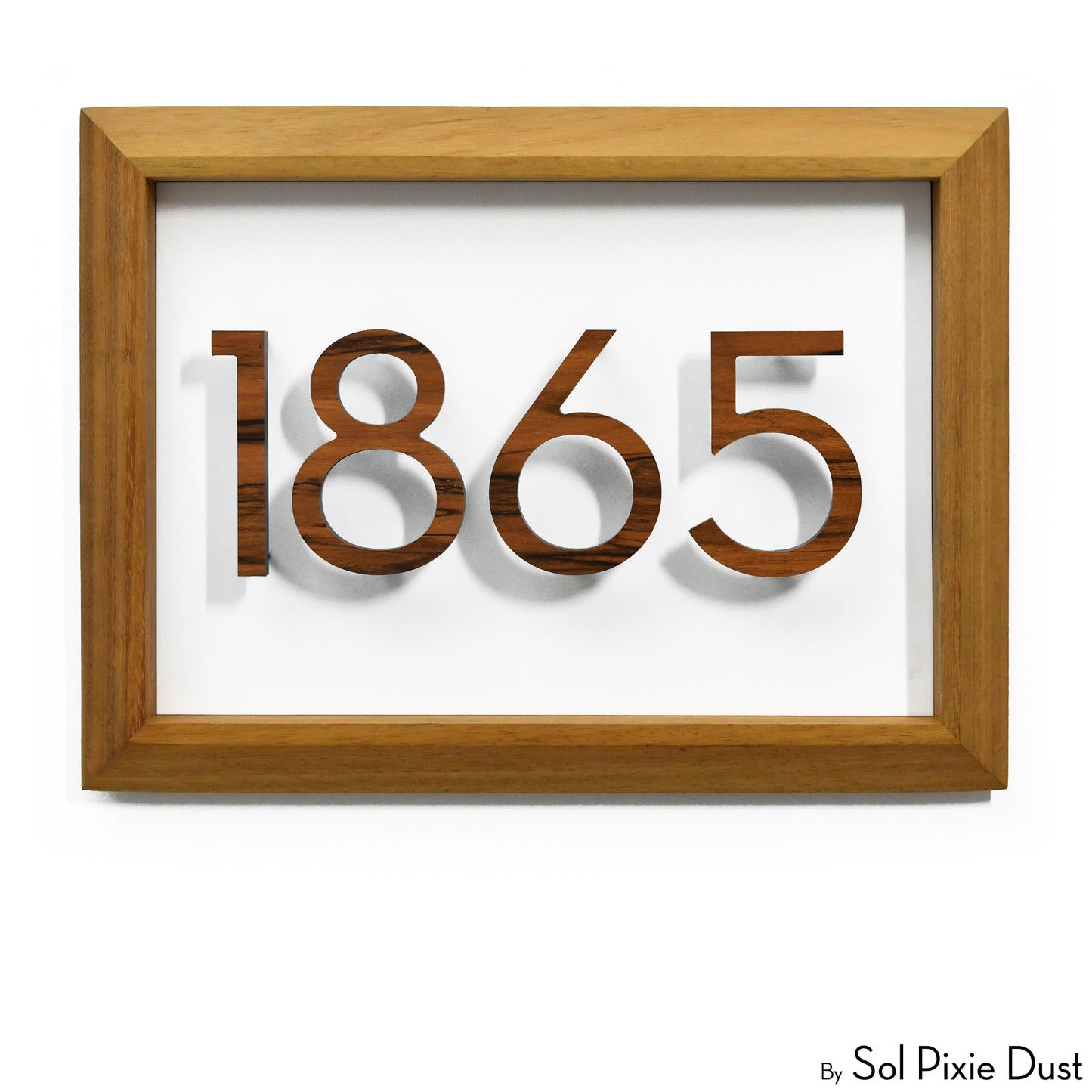 Aluminum & Solid Wood Iroko Frame Address Plaque With Aluminum Numbers