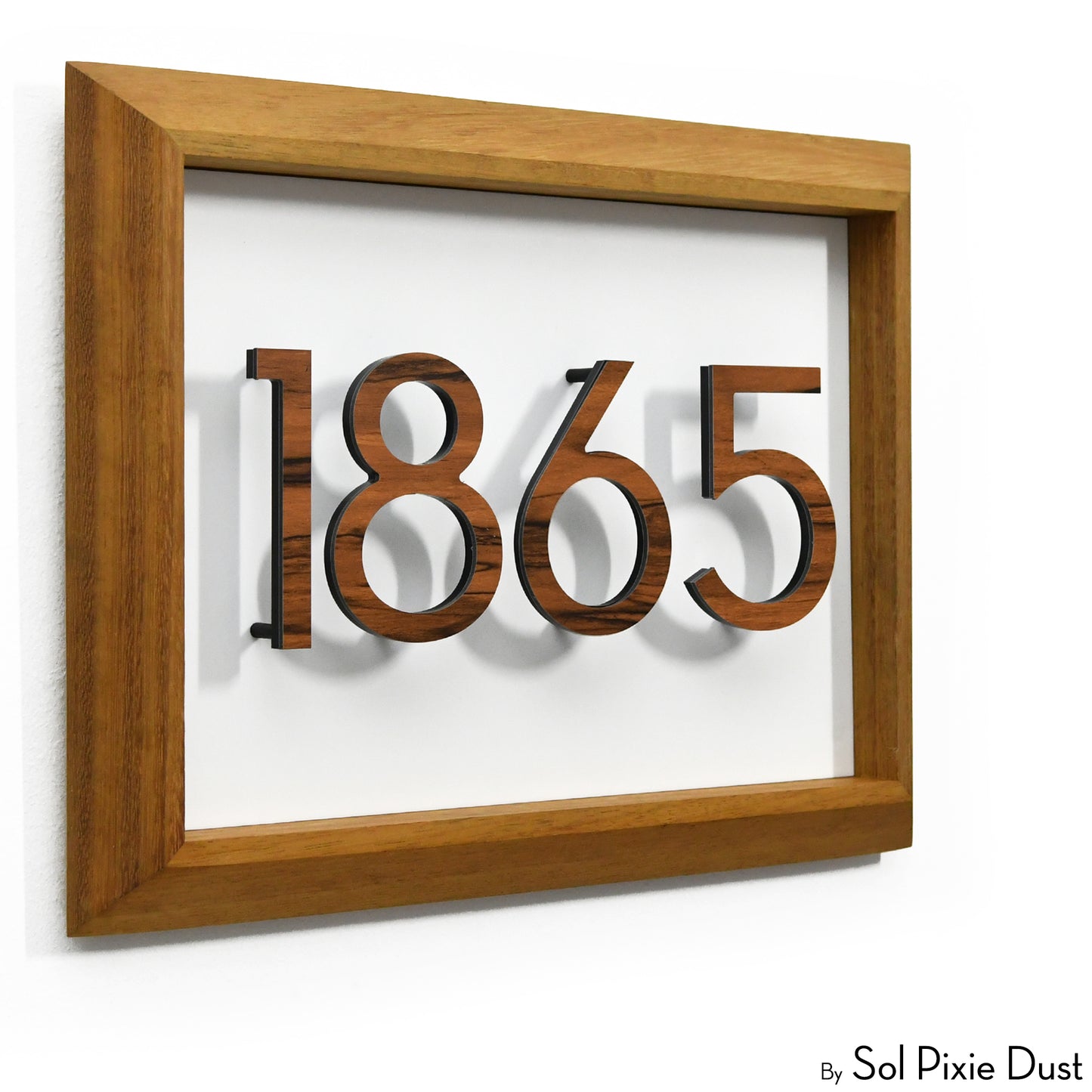 Aluminum & Solid Wood Iroko Frame Address Plaque With Aluminum Numbers
